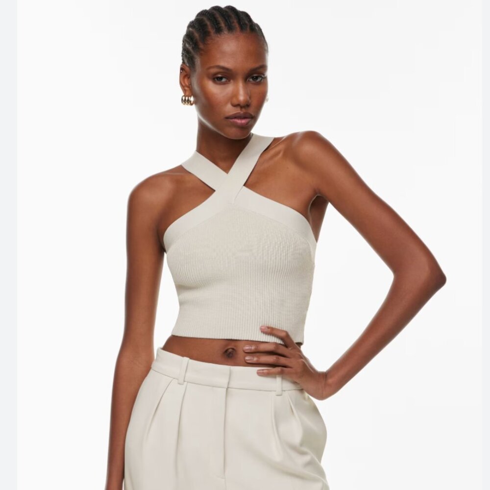 Aritzia Babaton sculpt knit cross tie halter top -  Size Medium